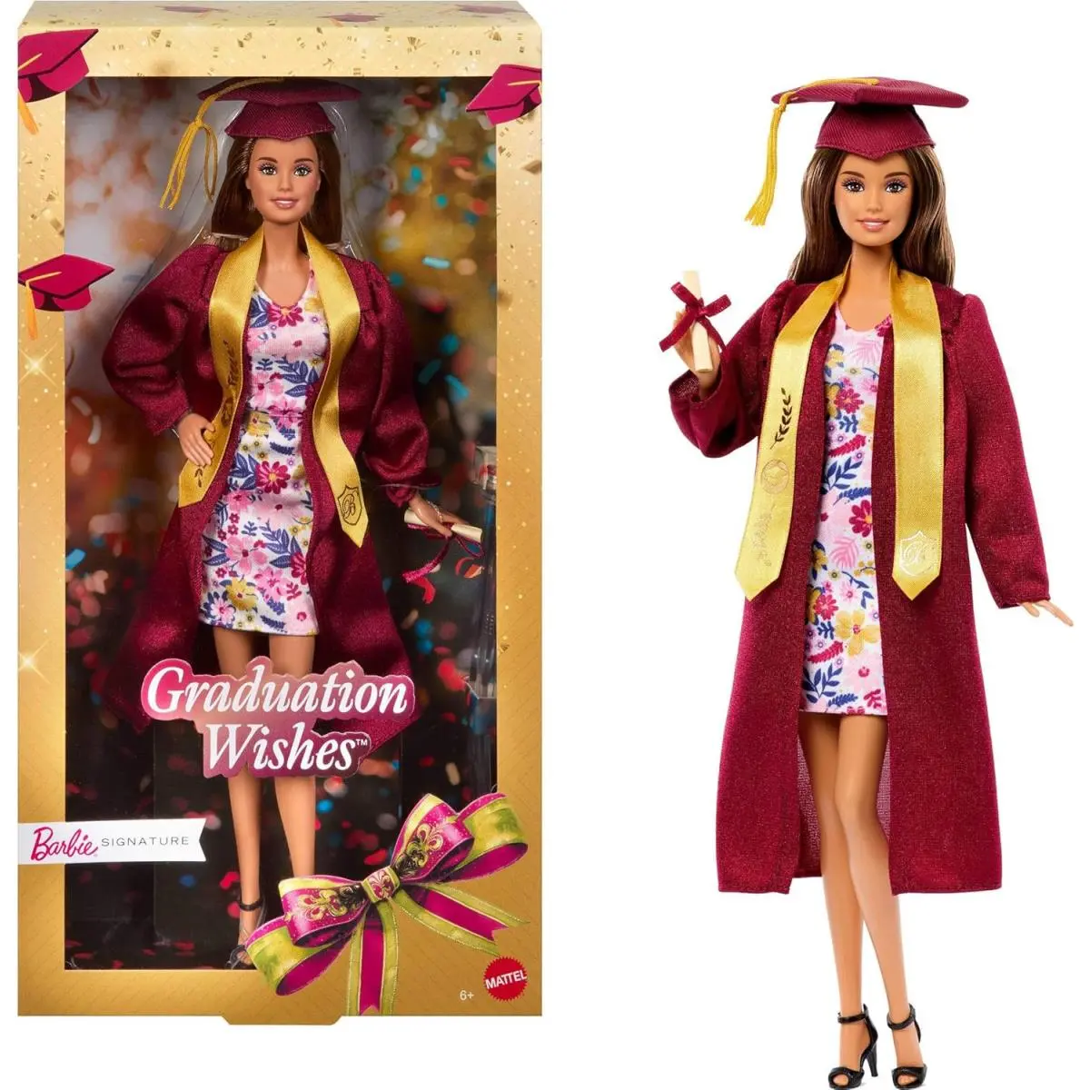Barbie Signature Graduation Wishes Fashion Doll with Burgundy Robe Tassel Cap