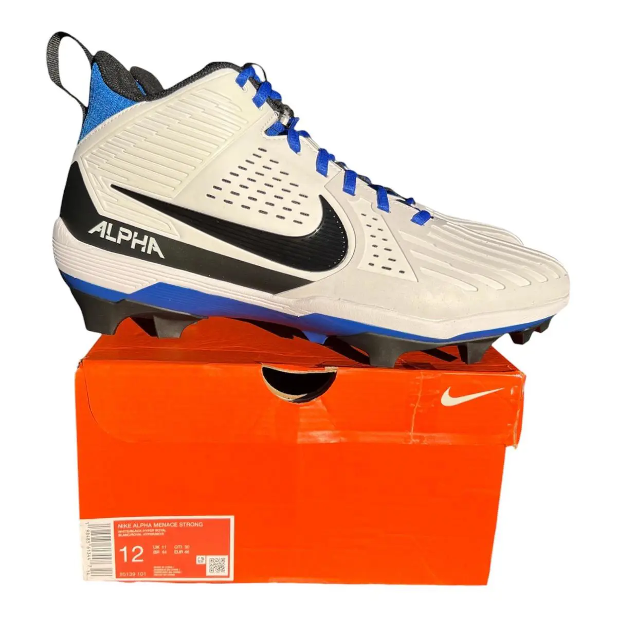 Nike Alpha Menace Strong Sizes 8-13 Football Cleats White/blue II5139-101 - White/Blue