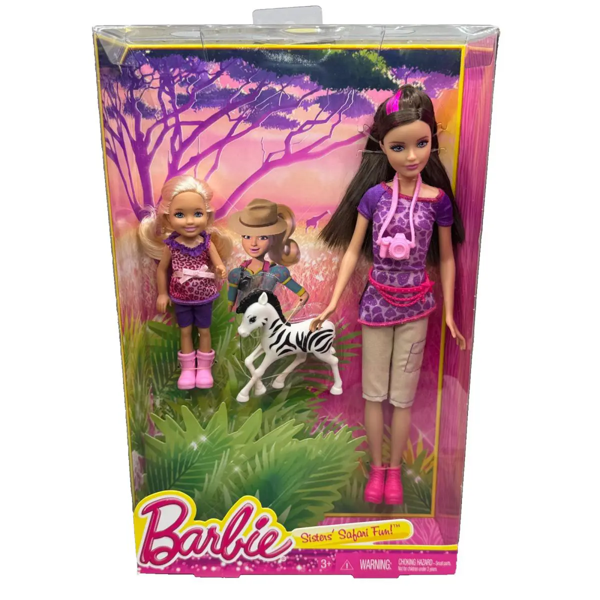 BK Barbie Doll 2013 Sisters Safari Fun Skipper and Chelsea BDG26 W/ Zebra