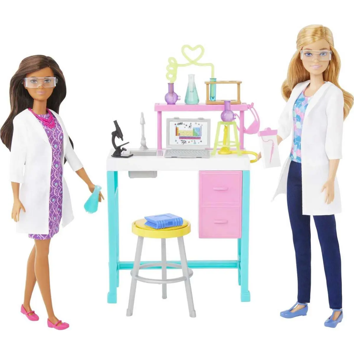 Barbie Careers Playset Science Lab with 2 Scientist Fashion 1-pack White