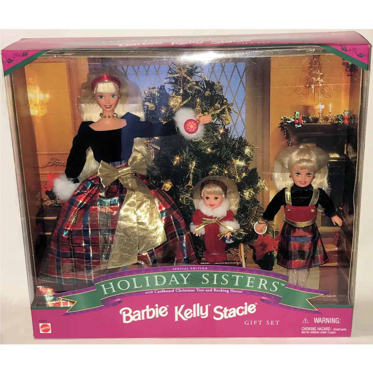 1998 Christmas Holiday Sisters Barbie Kelly Stacie Gift Set Nrfb Mattel 19809