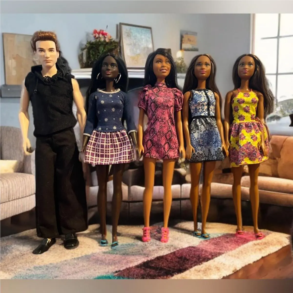 5 Piece Fashion Doll Set with Colorful Outfits