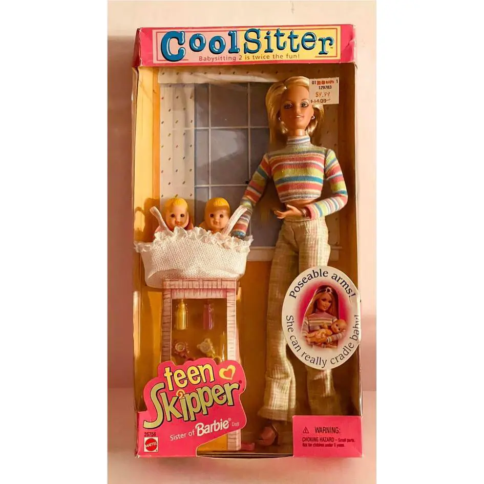 1998 Cool Sitter Barbie`s Sister Teen Skipper w/ 2 Babies Box Vintage