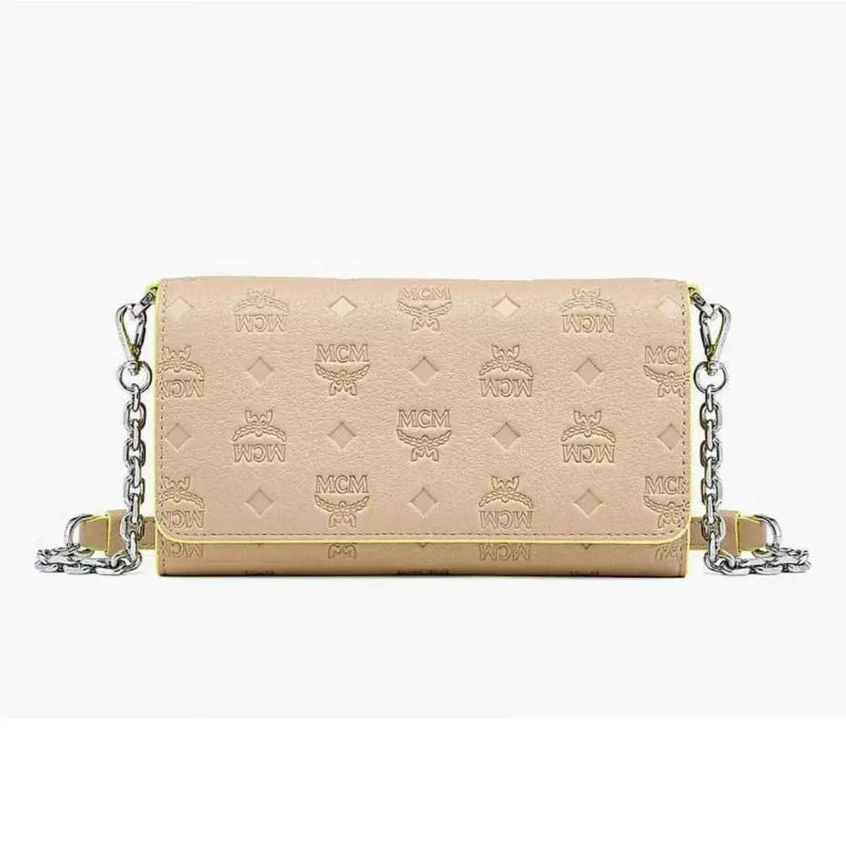 Mcm Women`s Leather Monogrammed Folio Handbag Beige by MCM
