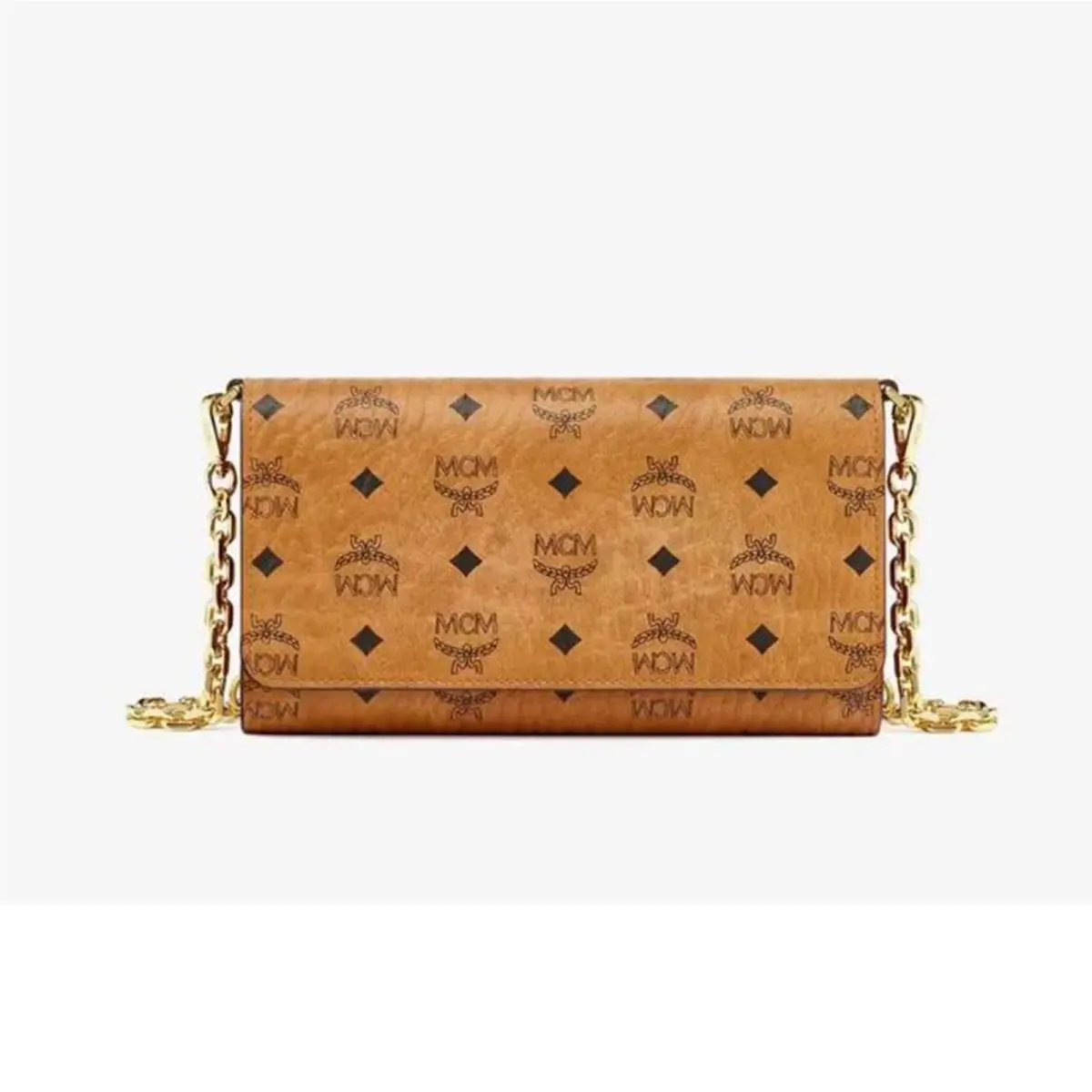 Mcm Women`s Leather Monogrammed Folio Handbag Cognac by MCM