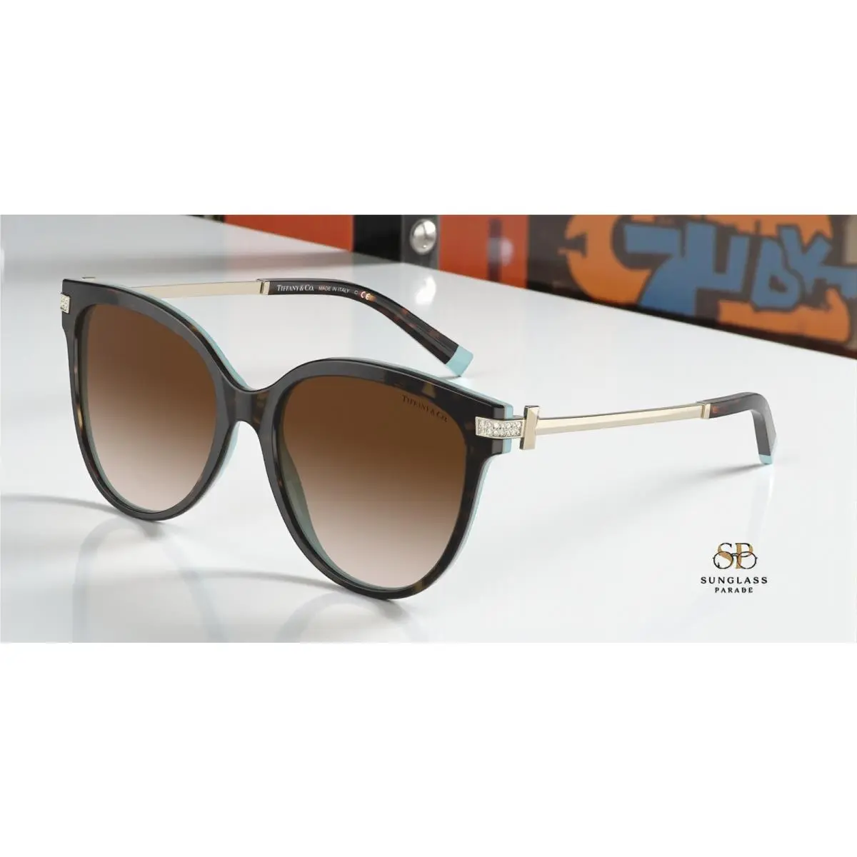 Tiffany TF4193B 81343B Havana Tiffany Blue Brown Gradient 55mm Womens Sunglasses