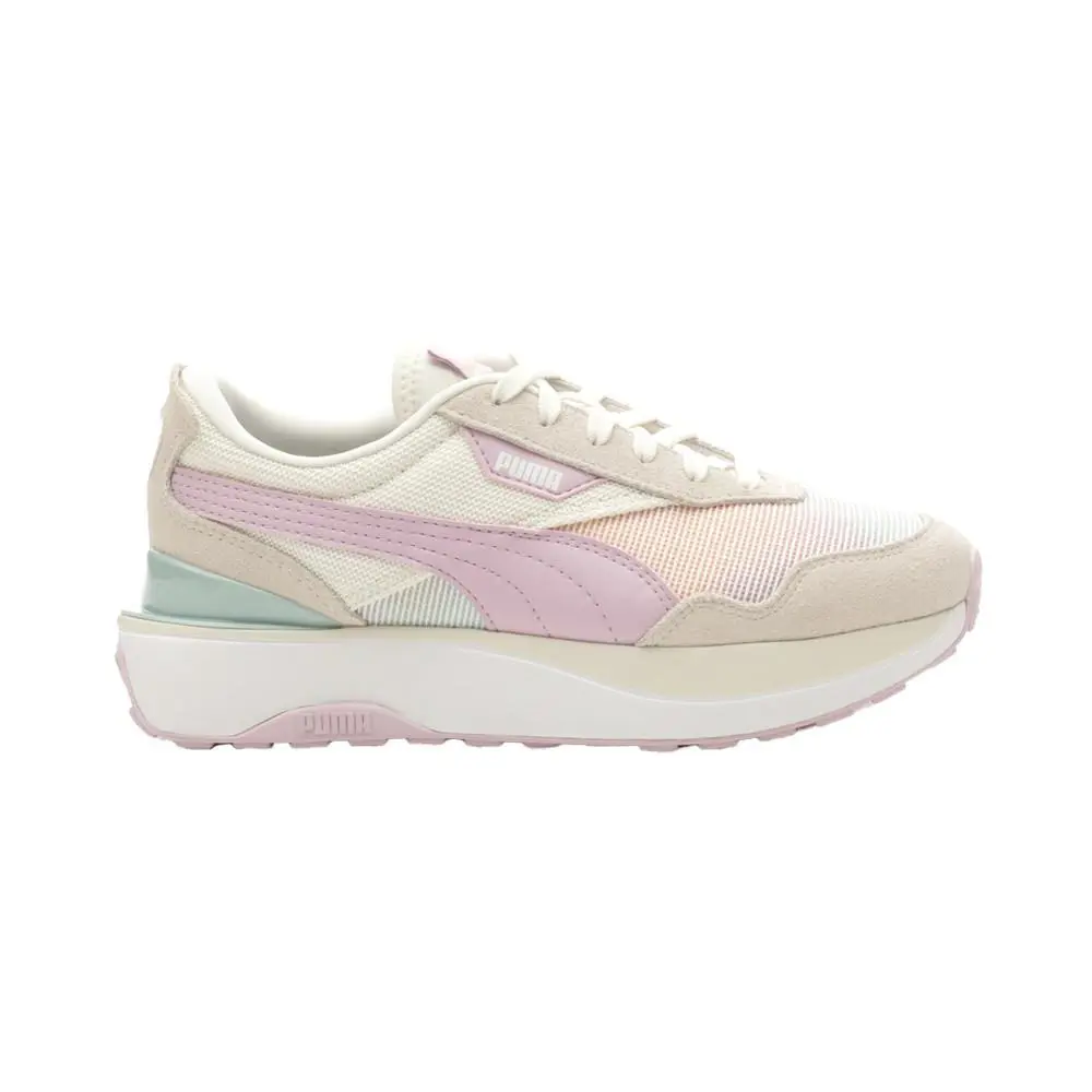 Puma Cruise Rider Summer Daze Lace Up Womens Off White Purple Sneakers Casual - Off White, Purple