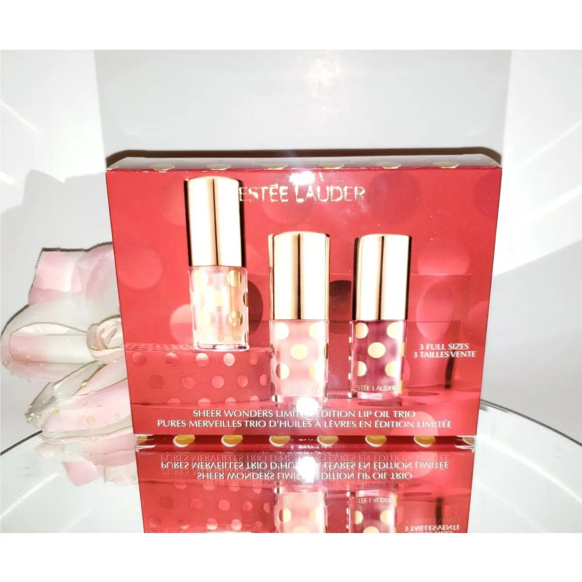 Estee Lauder Sheer Wonders Lip Oil Trio 3pc Limited Edition Gift Set Full Size