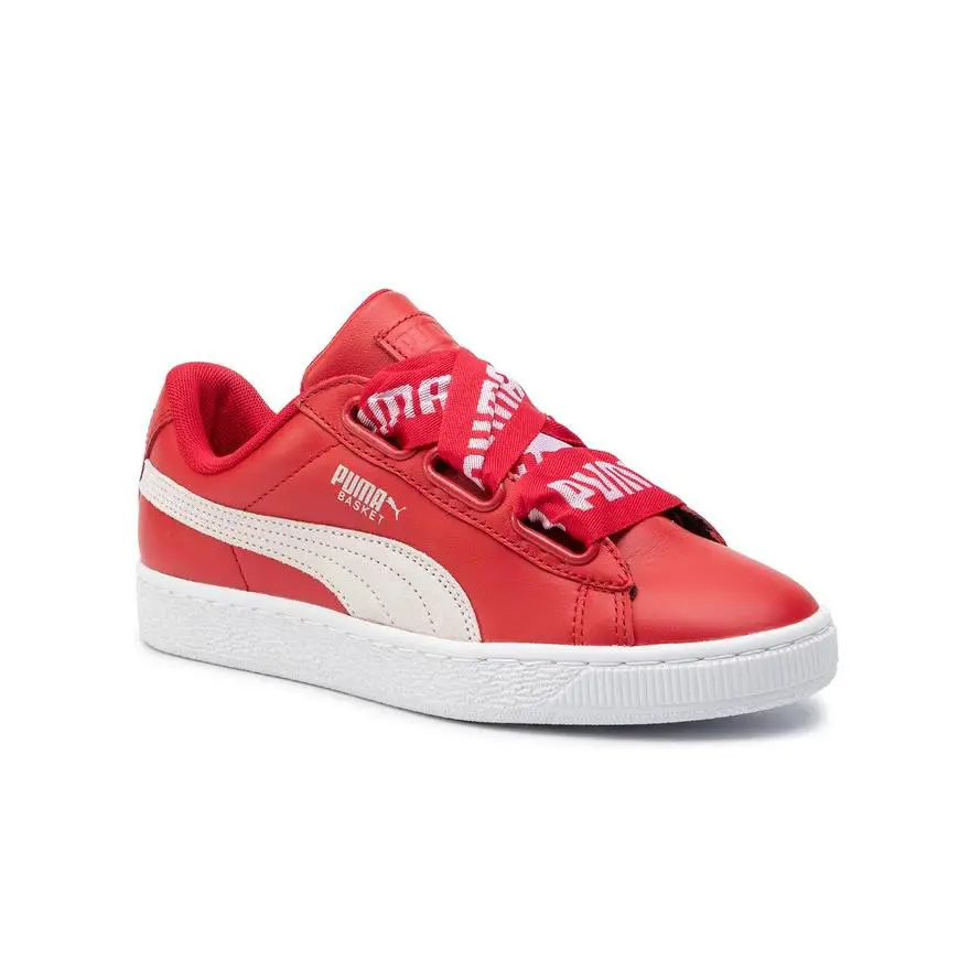 Puma Basket Heart DE Womens Size 6.5 Red White Classic Ribbon Laces - 364082-03 - Red