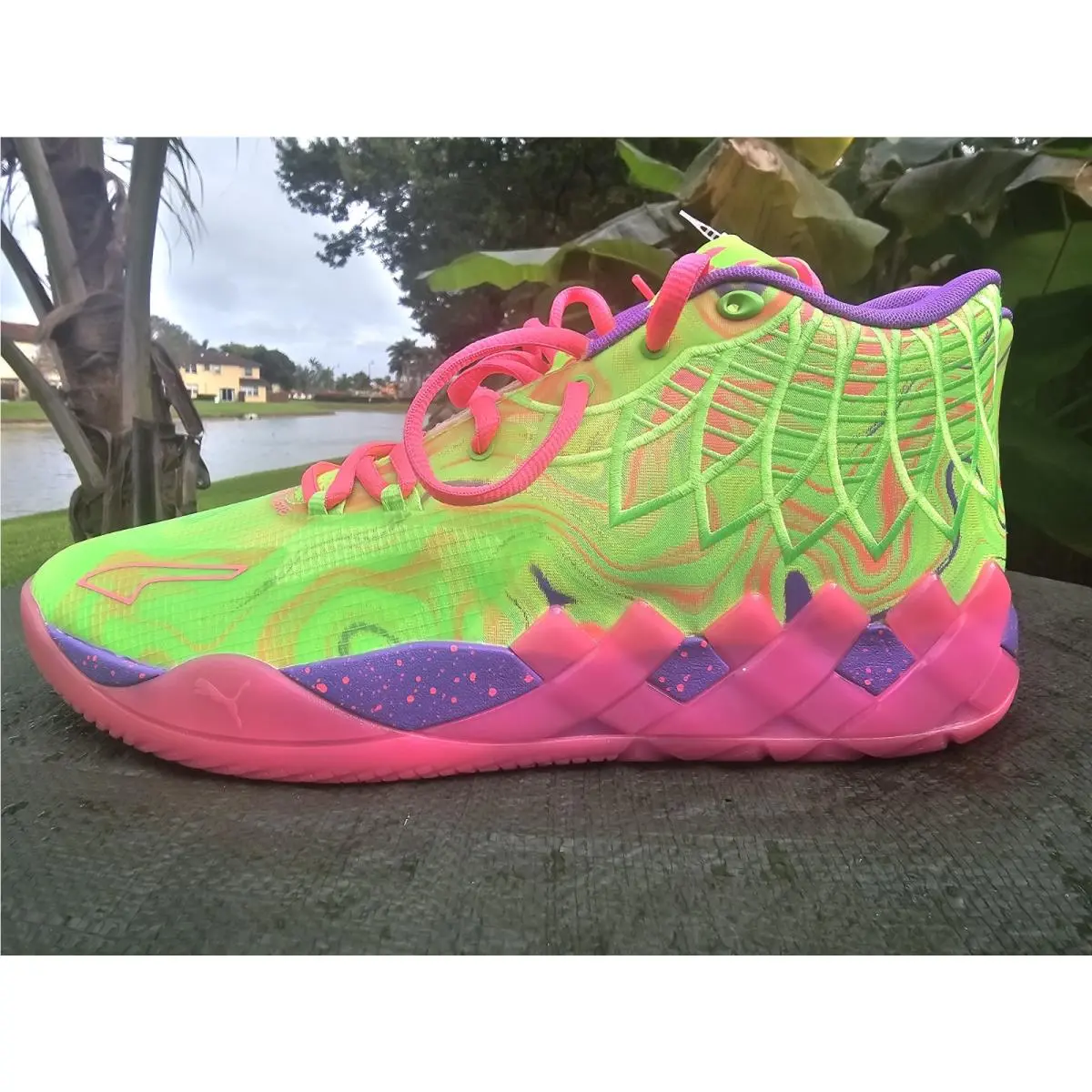 Size 15 Puma MB.01 Men Basketball Shoe Green/pink/purple Lamelo Ball 310437 01