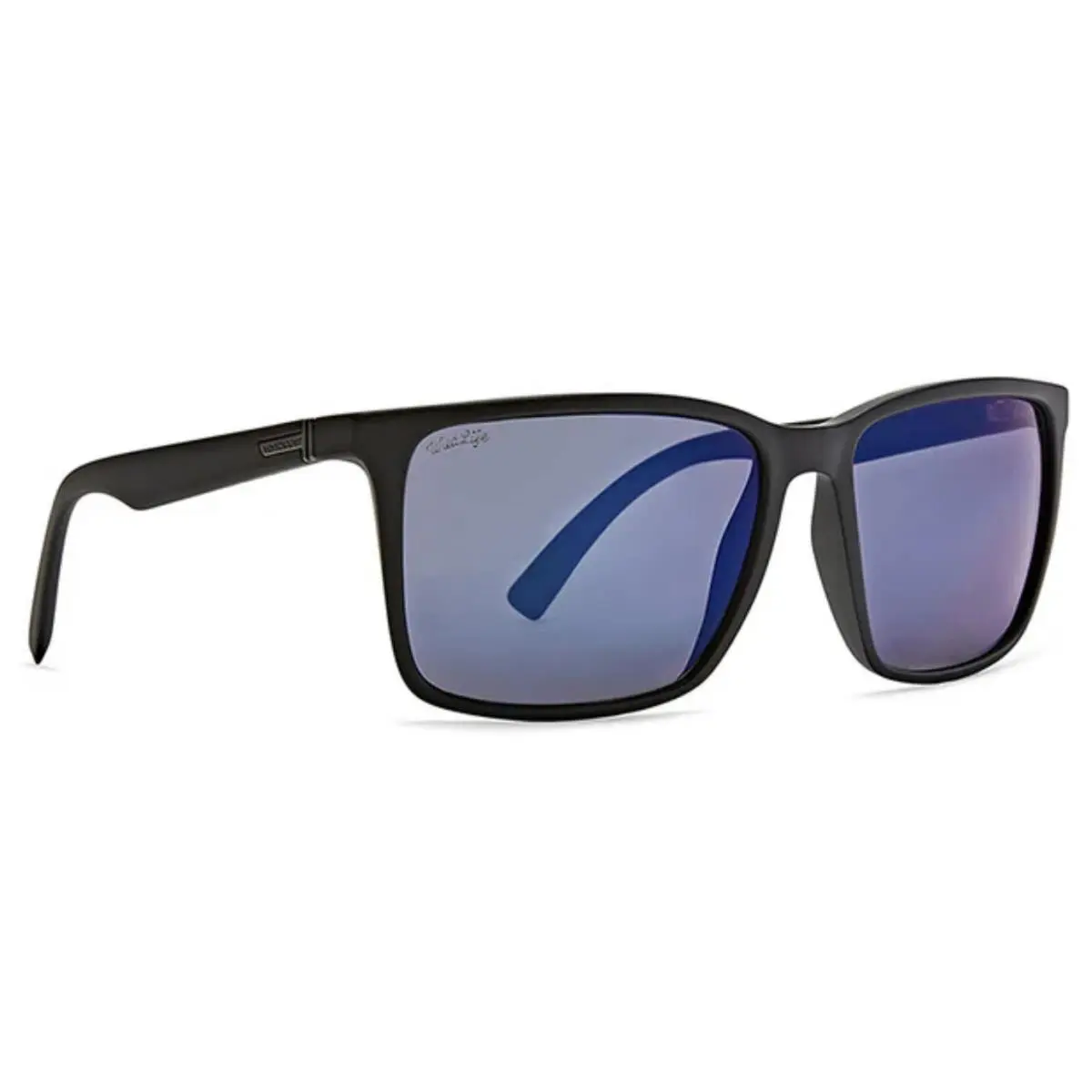 Von Zipper Lesmore Sunglasses-black Satin-blue Flash Polarized Lens