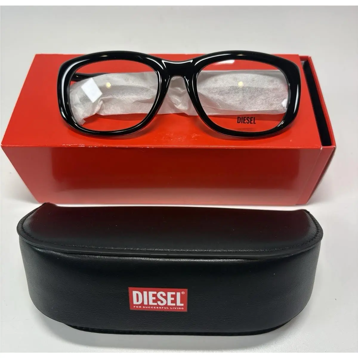 Diesel DL6006U 2001 Eyeglasses Frame Shiny Black Full Rim Oval Shape Demo Lens