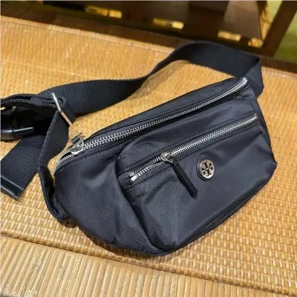 Nylon Belt Bag 170436 Lightweight Adjustable Bag Black by Tory Burch