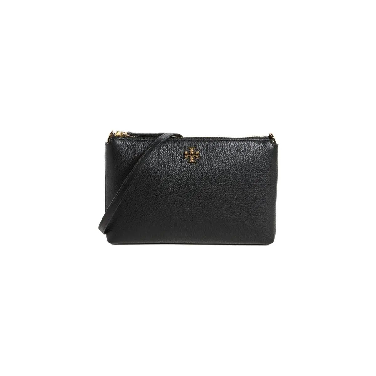 Tory Burch Women`s Mercer Pebbled Wallet Crossbody Black One Size - Black, Exterior: Black