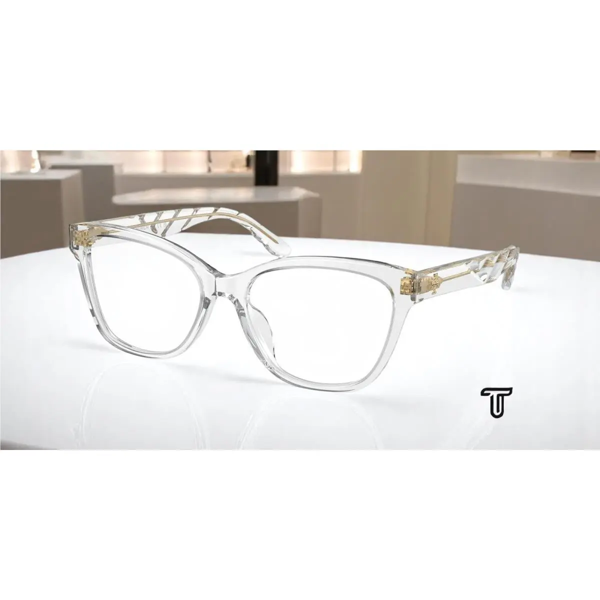 Tory Burch TY2132U 1821 Clear Transparent Demo 53 mm Women`s Eyeglasses