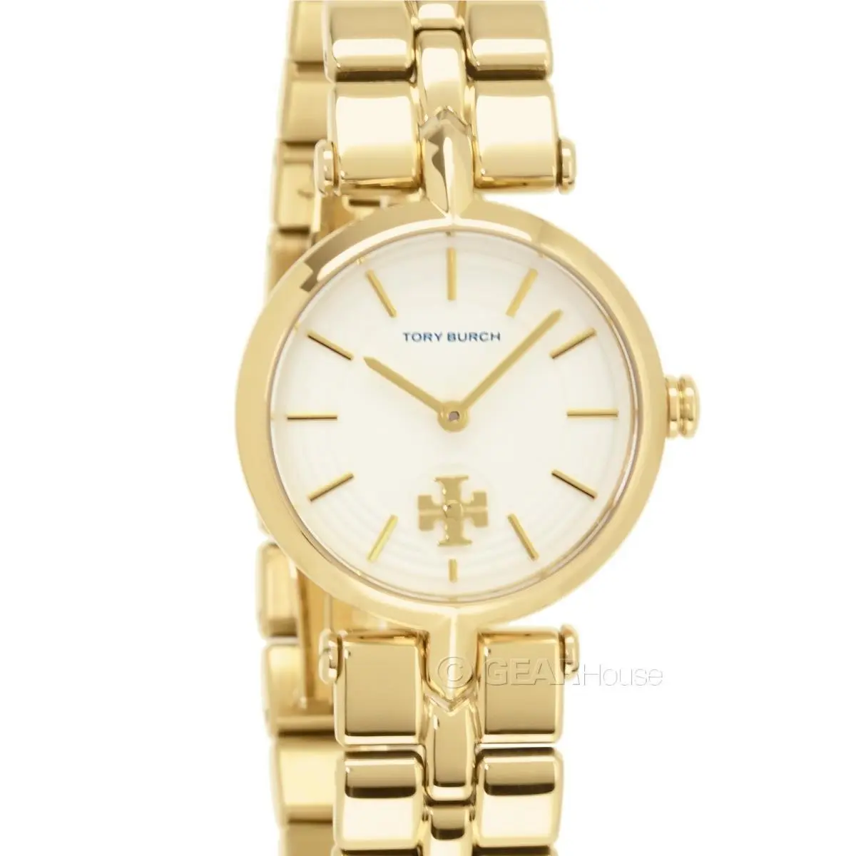 Tory Burch `the Kira` Womens Watch Cream White Dial Gold Stainless Steel Band
