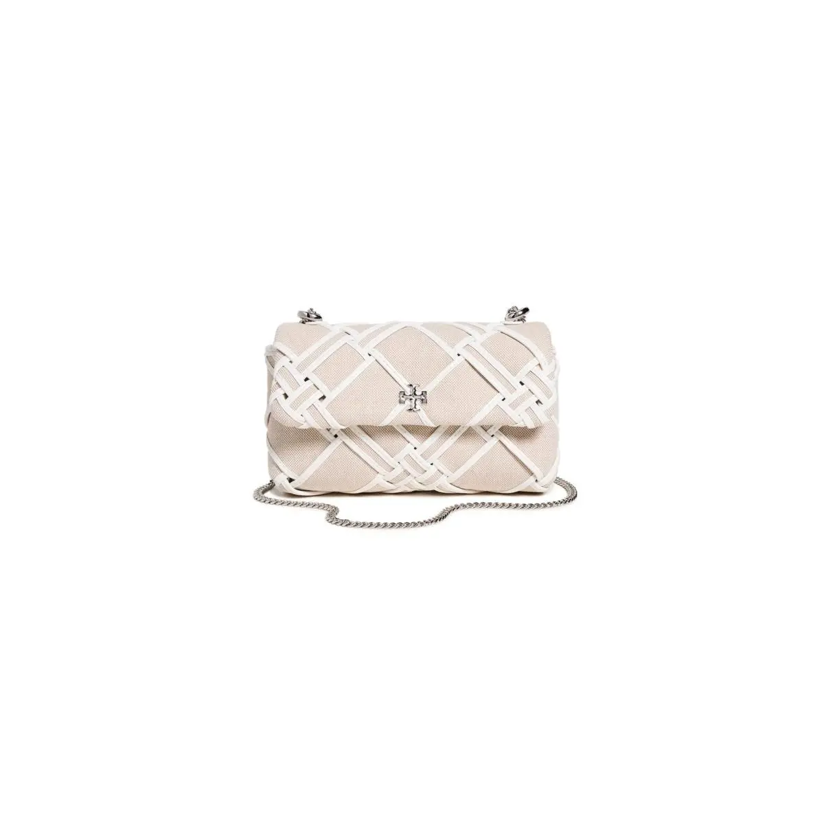 Tory Burch Women`s Kira Woven Canvas Mini Flap Bag Natural/blanc Off White