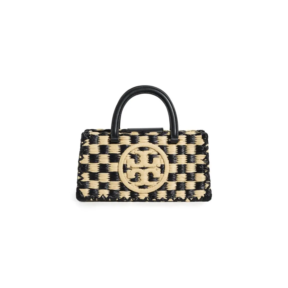 Tory Burch Women`s Ella Hand Crocheted Top Handle Bag Black/natural One Size
