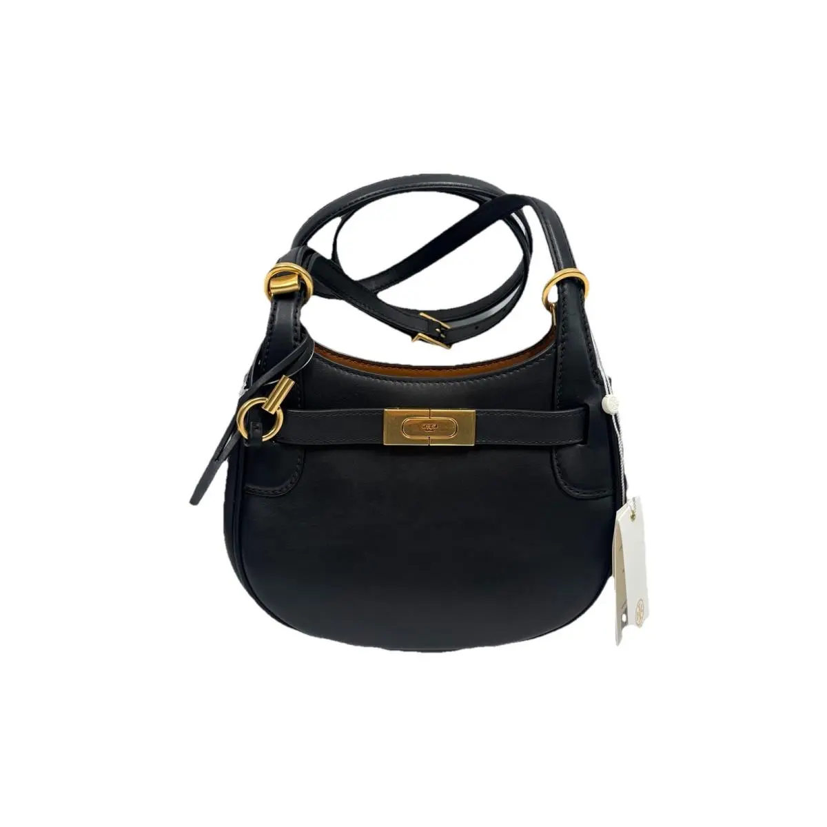 Tory Burch Women’s Lee Radziwill Small Saddle Bag Color Black Leather