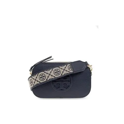 Tory Burch Women`s Navy Pebbled Leather Mini Miller Crossbody Bag One Size