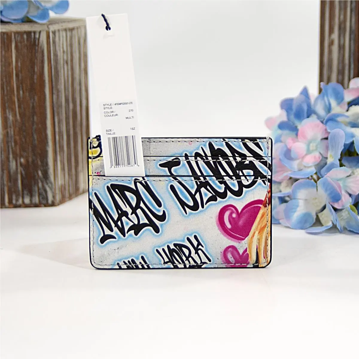 Tory Burch Marc Jacobs York Graffiti Leather Logo Card Case Mini Wallet