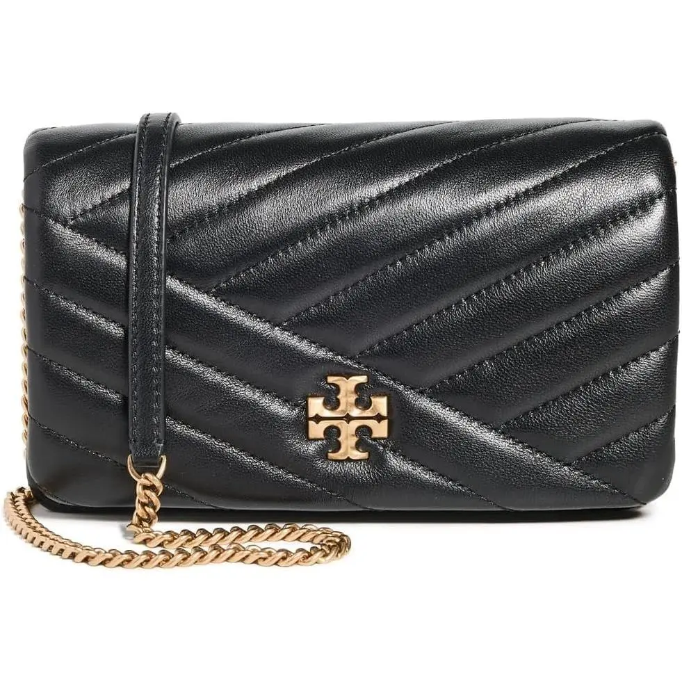 Women`s Kira Chevron Chain Wallet Black One Size by Tory Burch