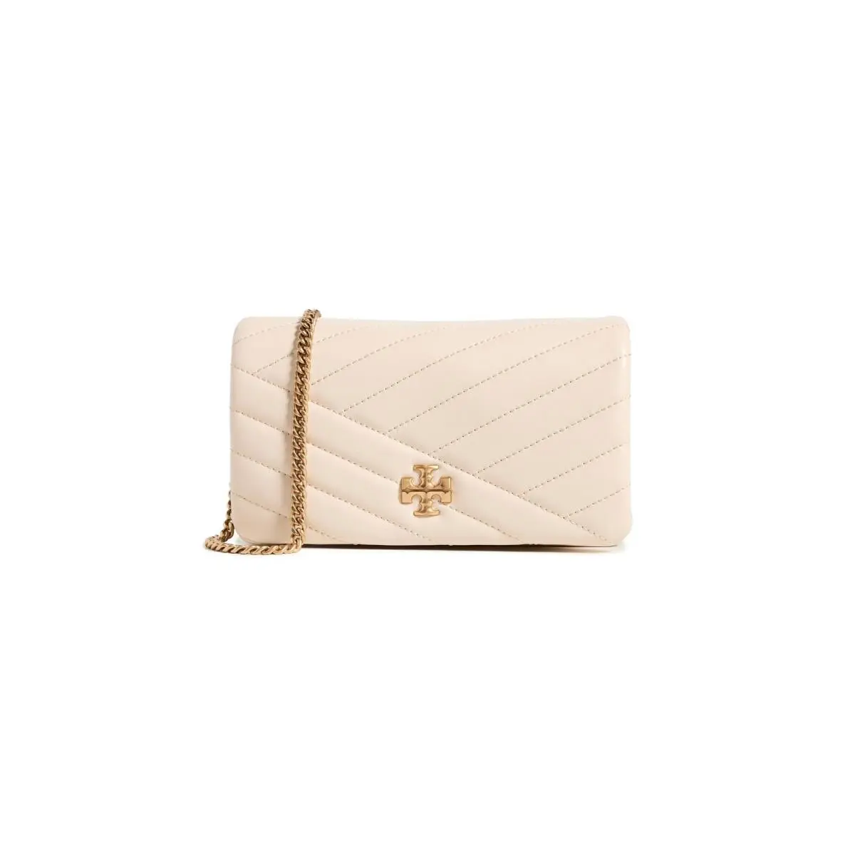 Tory Burch Women`s Kira Chevron Chain Wallet Cream Off White One Size