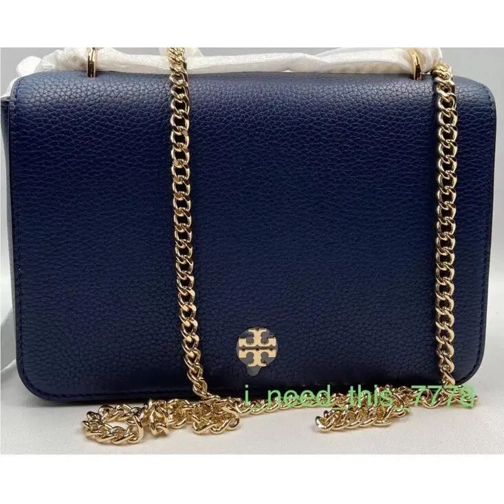 Tory Burch Carter Adjustable Shoulder Bag / Crossbody Color Royal Navy Leather
