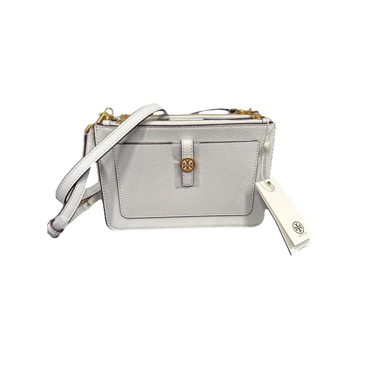 Tory Burch Walker Double Zip Crossbody Bag Color White Gardenia Size OS