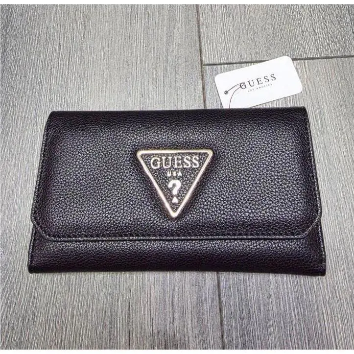Guess Women`s Analise Black Tri-fold Clutch Wallet B000614