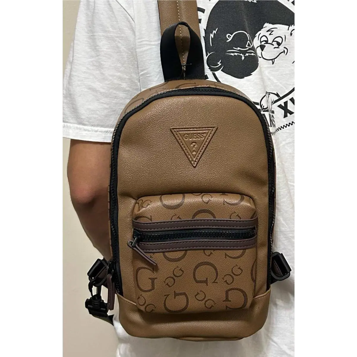 Guess Book Bag Insignia Cocoa Color Zipped Compartments 12x9x4