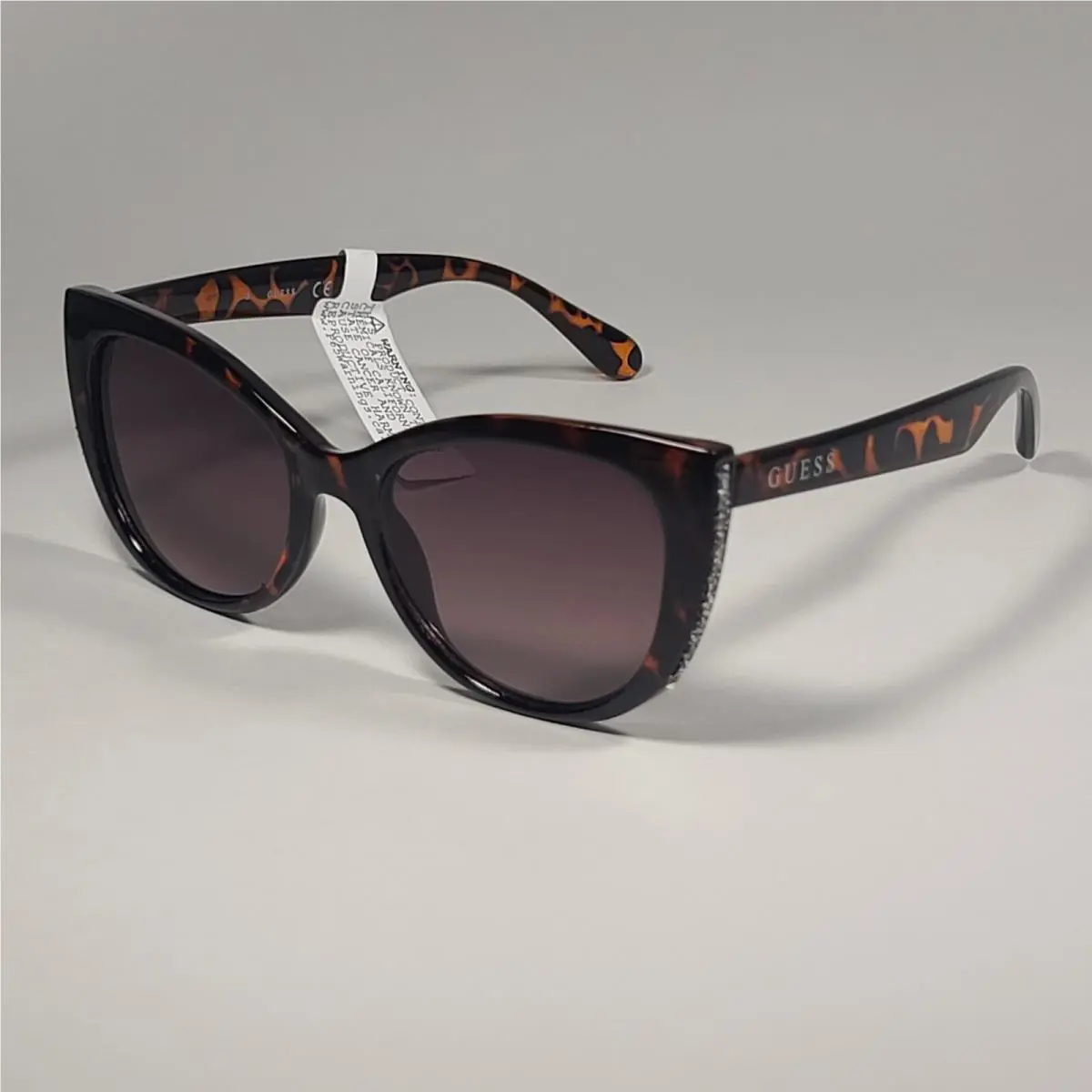 Guess GF0422 52F Cat Eye Sunglasses Brown Tortoise Silver Glitter Brown Gradient