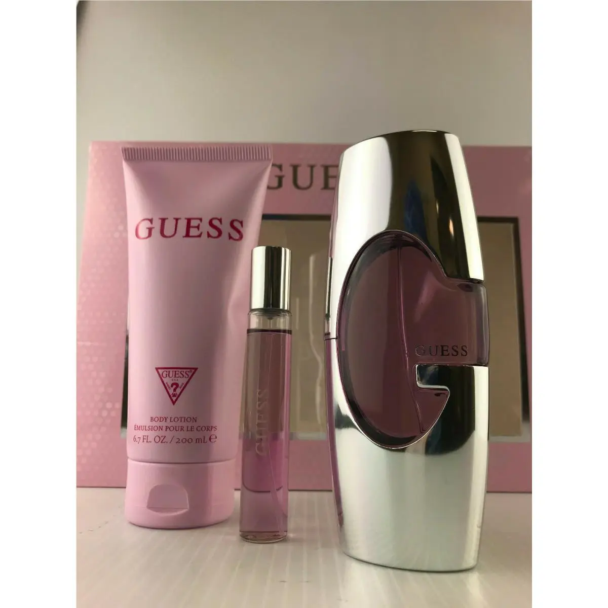 Guess Women 3pc Set Parfum Spray 2.5 oz Body Lotion 6.7 Mini Spray