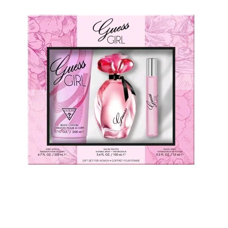 Guess Girl Eau de Toilette 3 Piece Gift Set - Perfume Spray 3.4 Fl. Oz. Travel