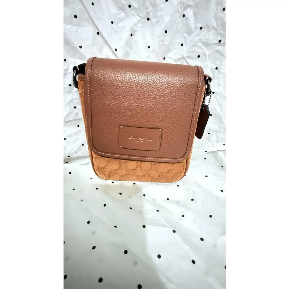 Coach Men’s Lucas Crossbody Bag Signature Suede CCF94 Caramel Brown