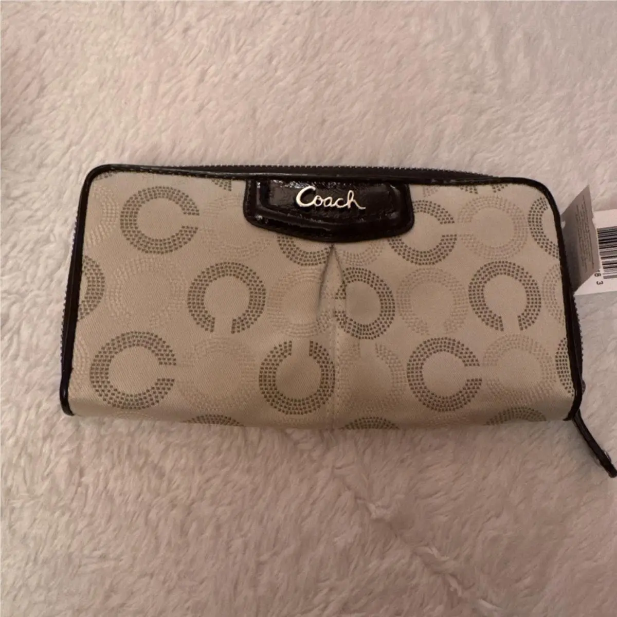 Coach Signature Zip Around Wallet- Light Khaki Brown