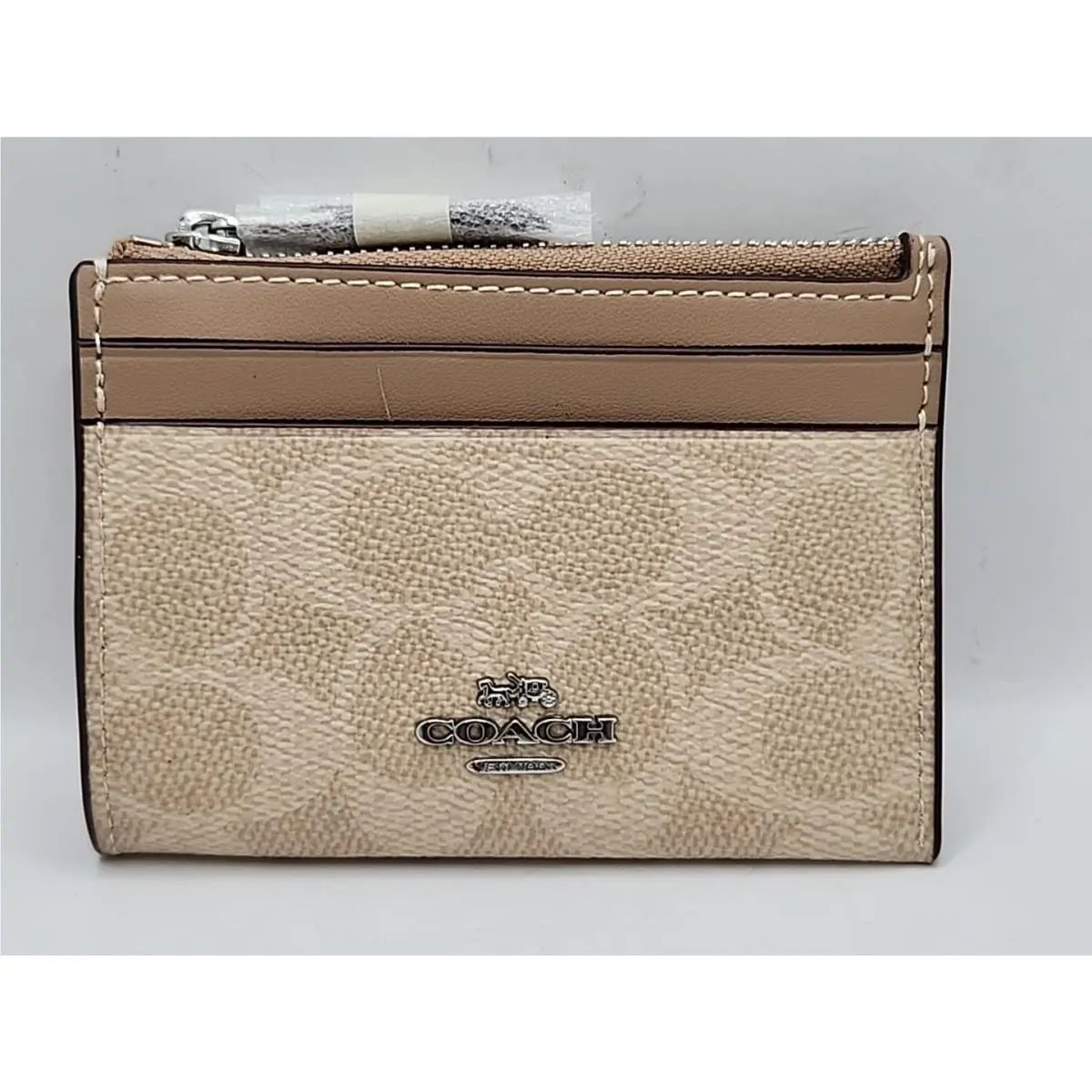 Coach NY Mini Skinny ID Case Wallet Signature Canvas Taupe - CW870