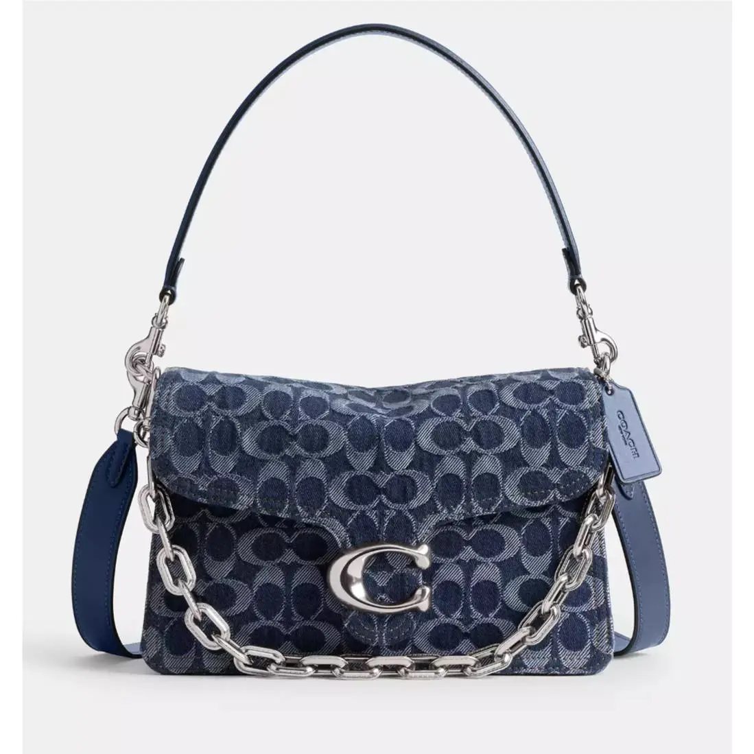 Coach Deep Blue Mult Chain Tabby Signature Denim Shoulder Bag/crossbody CAN15