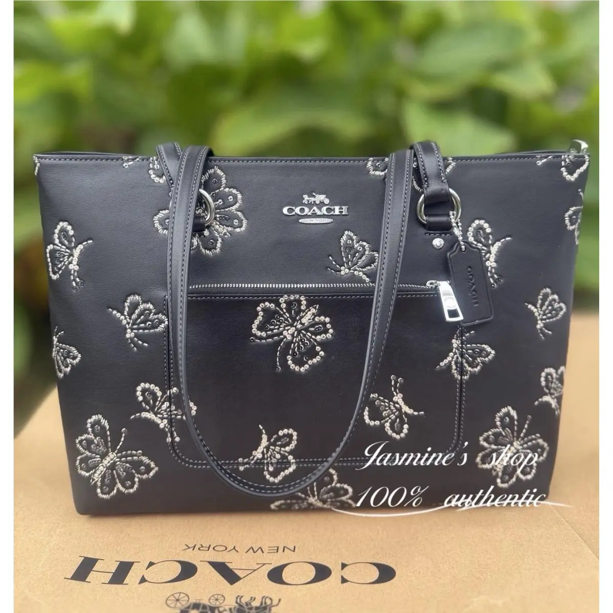 Coach Station Tote Bag with Butterfly Print CCK87
