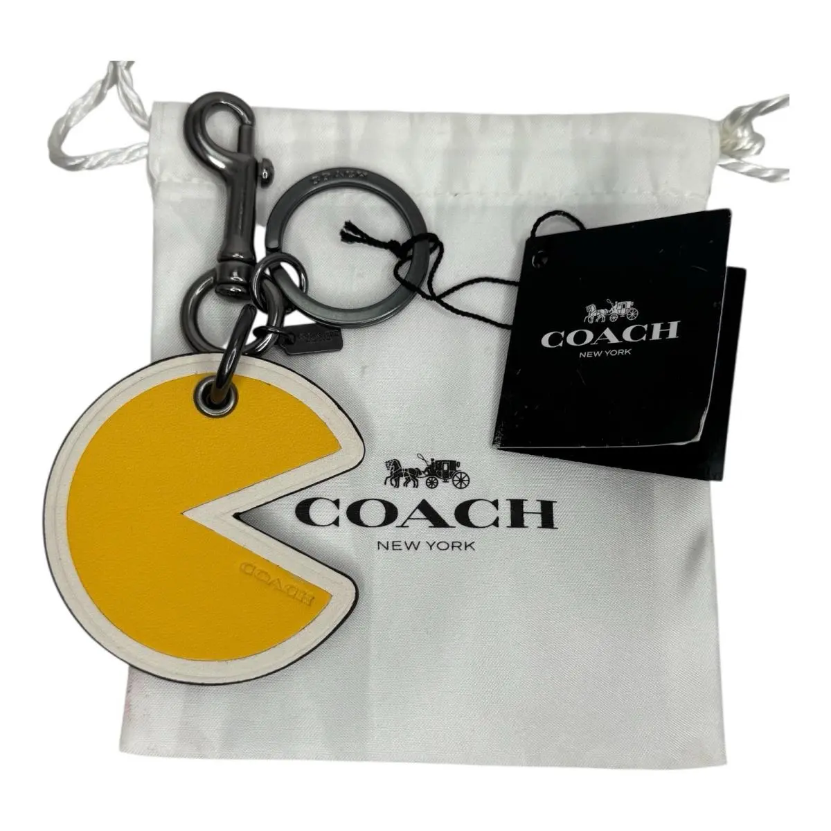 2016  Pac Man Key Chain Bag Charm F56751 Yellow Black Pac-man by Coach