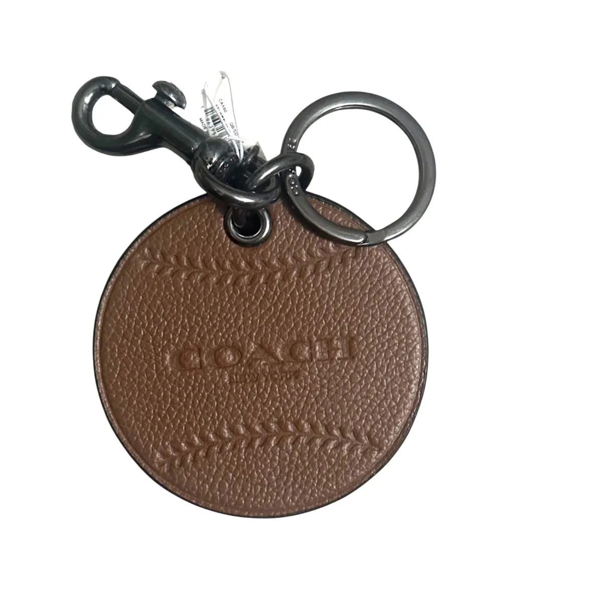 Coach Baseball Bag Charm Key Ring- Leather- Brown-dark Hardware-trigger Hook