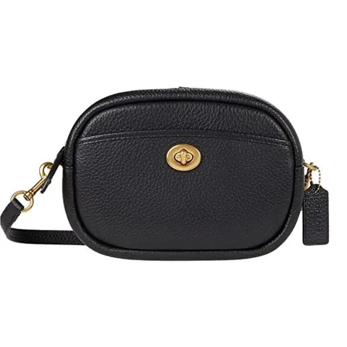 Coach Soft Pebble Leather Camera Bag with Leather Strap Black One Size C5809-B4/