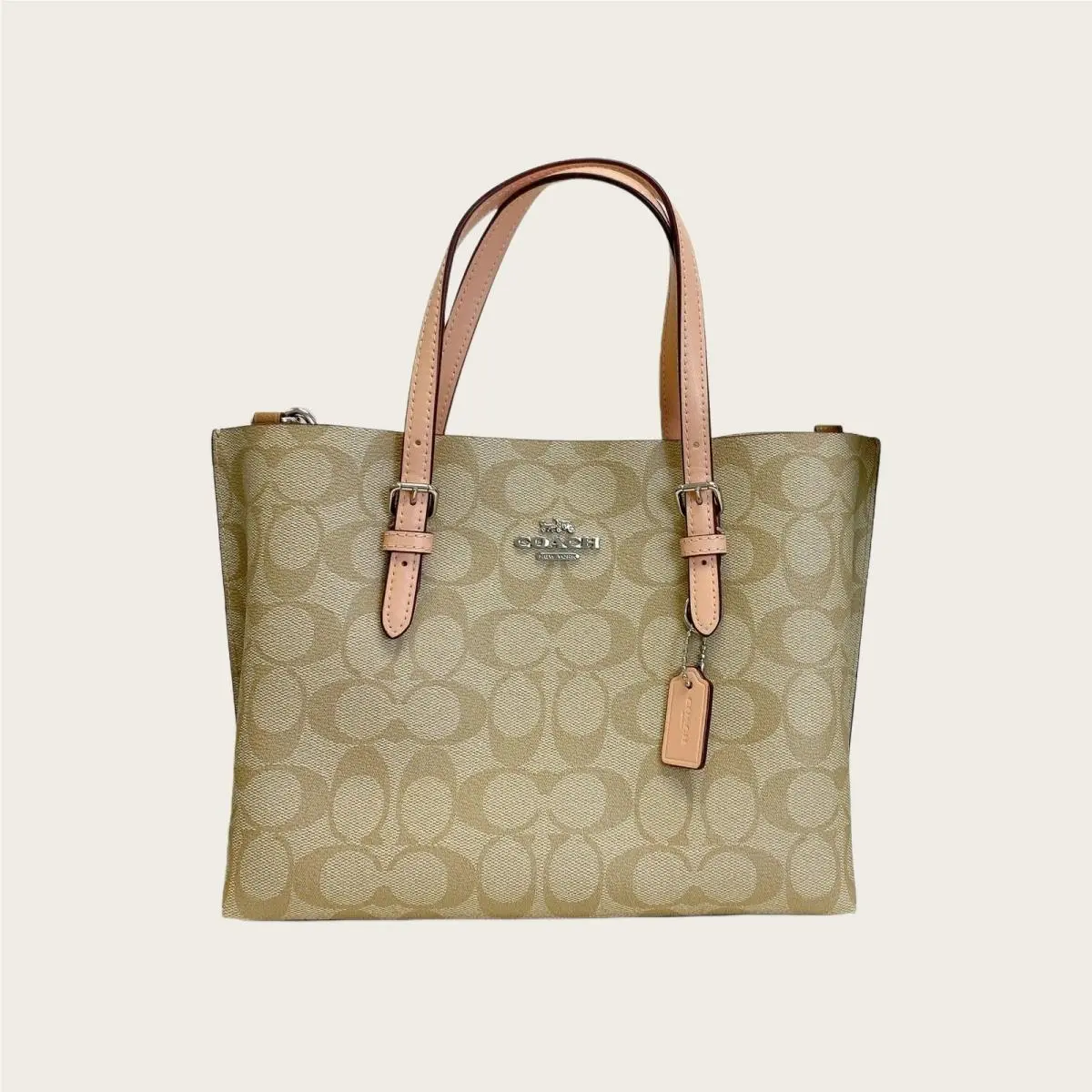 Coach C4250 Mollie Tote 25 In Signature Canvas IN Light Khaki Faded Blush