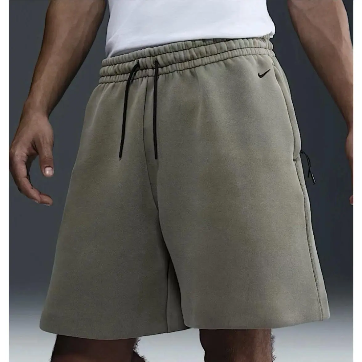 Nike Men’s Sz M-tall Sportswear Tech Fleece Shorts Light Army/black HJ0692-320