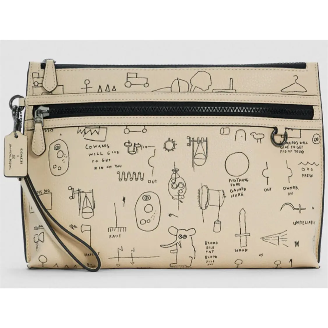 Coach X Jean-michel Basquiat Carryall Pouch Leather Ivory Multi C5452