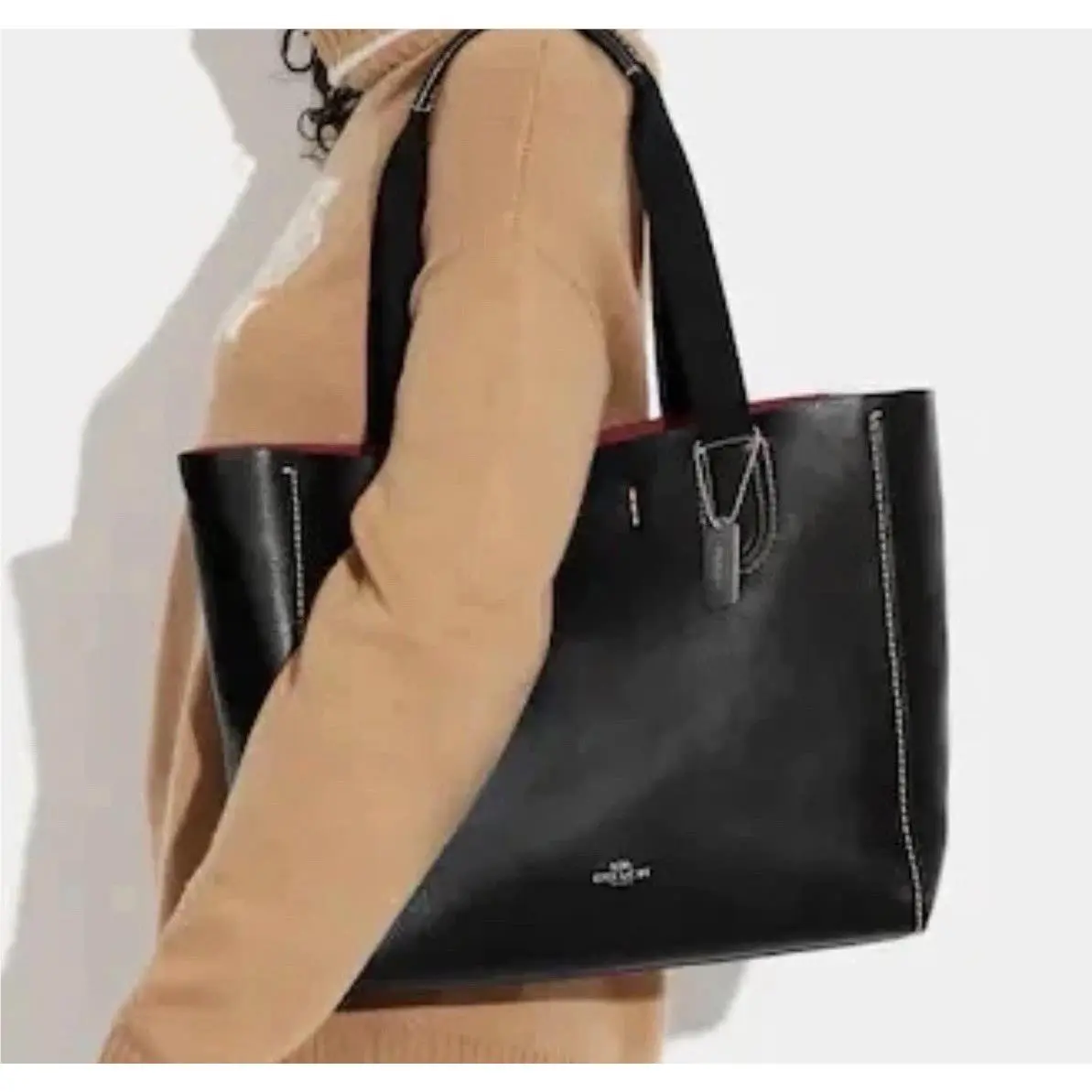 Coach 58660 Pebble Leather Derby Tote Bag In Black