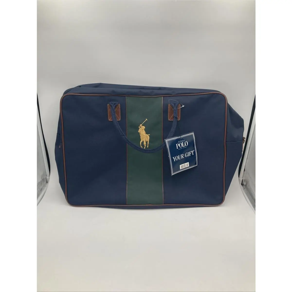 Polo Ralph Lauren Duffle Bag Blue Green Canvas Overnight Travel Bag 24 X 16