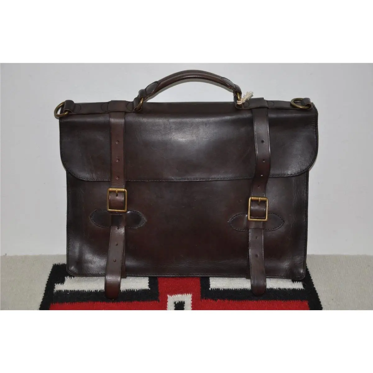 Rrl Distressed Brown Leather Briefcase Messenger Bag by Ralph Lauren