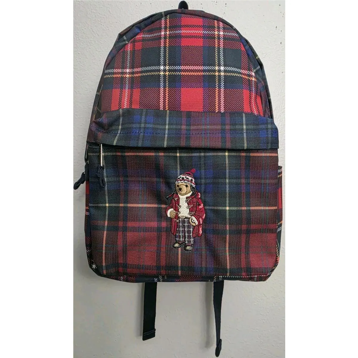 Polo Ralph Lauren Polo Bear Red Stewart Plaid Backpack Bag 9AR149-IOU