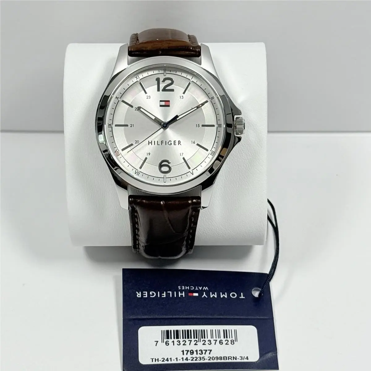1791377 White Dial Brown Leather Strap 45MM Men’s Watch by Tommy Hilfiger
